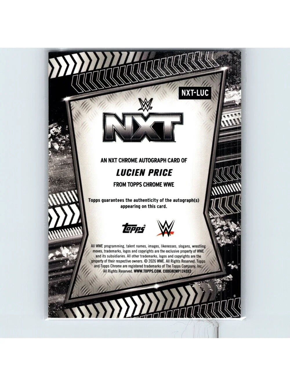 2026 Topps Chrome WWE - Lucien Price NXT Chrome Auto NXT-LUC - Orange #'d 01/25